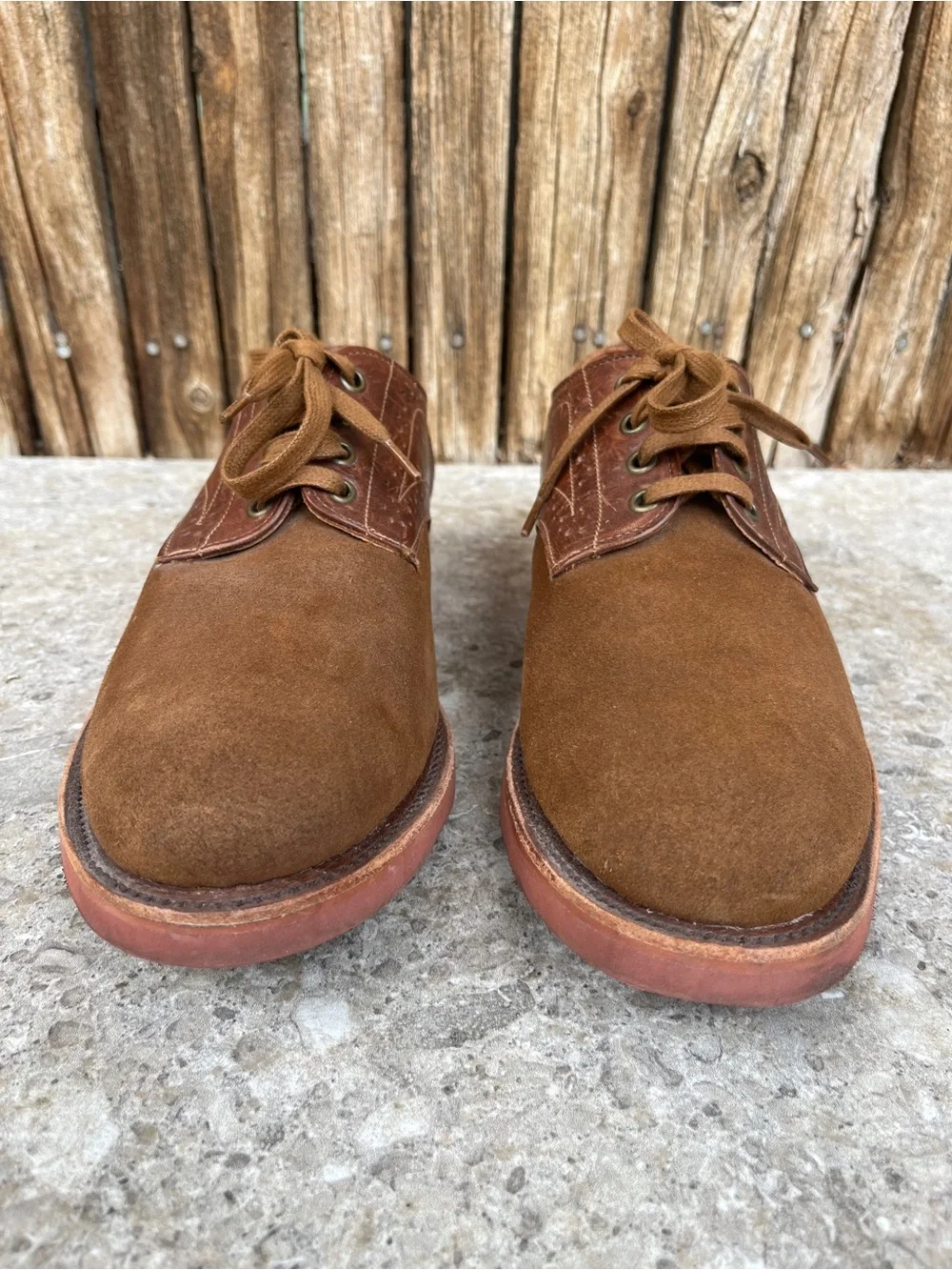 Walk Over Saddle Oxford Brown Suede Derby Shoes Leather Made in USA Dress Work